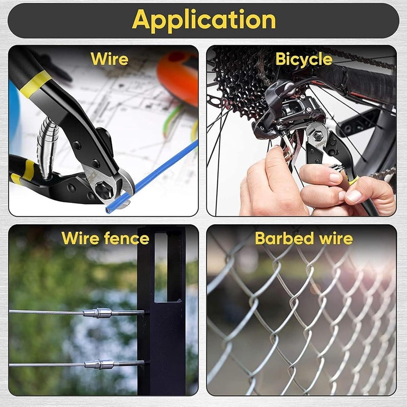 DISEN Wire Cutters Heavy Duty 2pcs, Cutting Up to 3/16", Metal Cable Cutters for Fence Thick Wire Artificial Flowers, Safety Lock, Spring Loaded, Non-slip Matte Handle, Chrome Vanadium Steel Jaw - Image 2